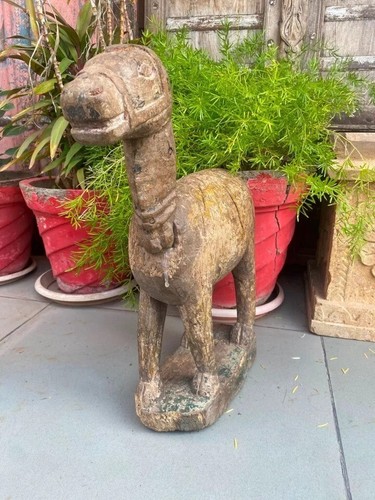 1700's Old Antique Wooden Hand Carved Rare Camel Figurine 18" Statue Home Decor - Picture 6 of 16