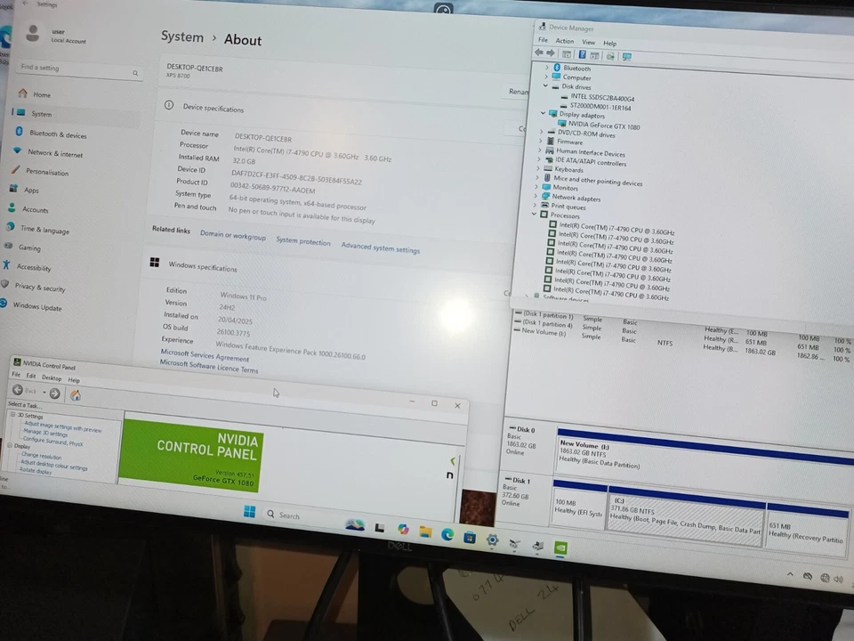 DELL GAMING PC i7 4790 3.6Ghz 32GB RAM 400GB SSD 2TB HDD GTX 1080 8GB WIN 11 - Image 4 of 4