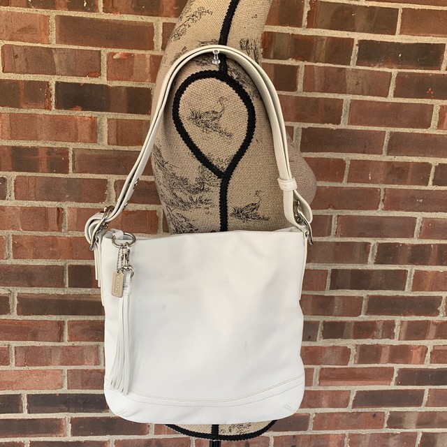 Coach white leather shoulder bag B06X-1415 | eBay