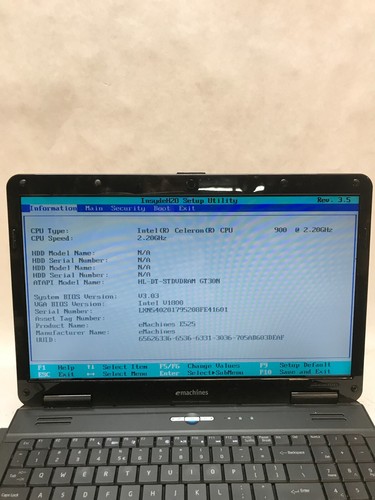 eMachines E525-2200 15" Laptop Intel Celeron 900 2.2GHz 3GB RAM NO HDD NO OS -DW - Picture 2 of 7