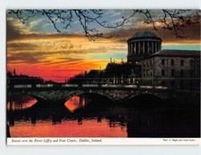 Postcard Sunset over the River Liffey & Four Courts Dublin Ireland