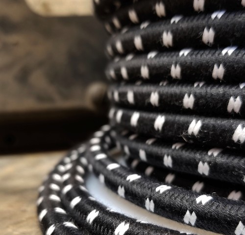 Black/White Double Stitch Tracer Thread, Cloth Covered 3-Wire Round Fabric Cord - Picture 6 of 6