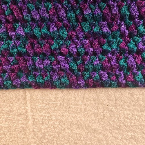 Coperta nonna lanciata afgana fatta a mano all'uncinetto verde viola 82x30 - Foto 5 di 5