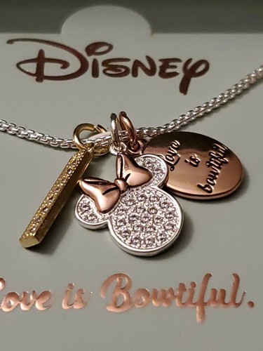 RARE Disney Minnie Mouse Love is Beautiful Silver Plated Necklace LA Rocks π - Picture 5 of 10