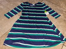 NWT Arizona Striped 3/4 Sleeve Fit & Flare Shirt Dress Small $34