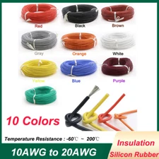 Silicone Stranded Flexible Cable Wire 10-20AWG Gauge 0.08mm Tinned Copper Wires 