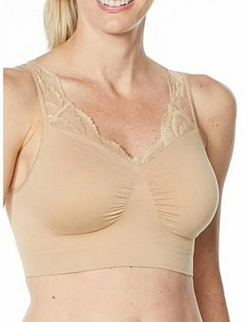 Rhonda Shear Nude Beige Ahh Bra Lace Neckline New Removable Pads - Image 3 of 4