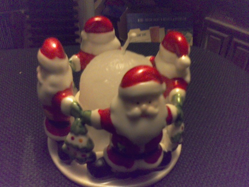TEALIGHT HOLDER -- SANTAS -- HANDPAINTED PORCELAIN
