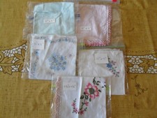 5 VINTAGE HANDKERCHIEFS - H-10