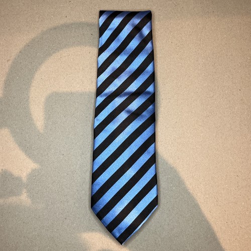£150 BURBERRY LONDON MENS BLUE & BROWN STRIPE SILK TIE MADE IN ITALY Y8 - Picture 4 of 9