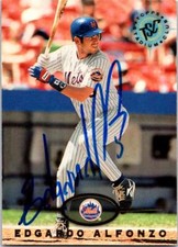 Edgardo Alfonzo signed baseball card New York Mets 1995 Topps Stadium Club #563