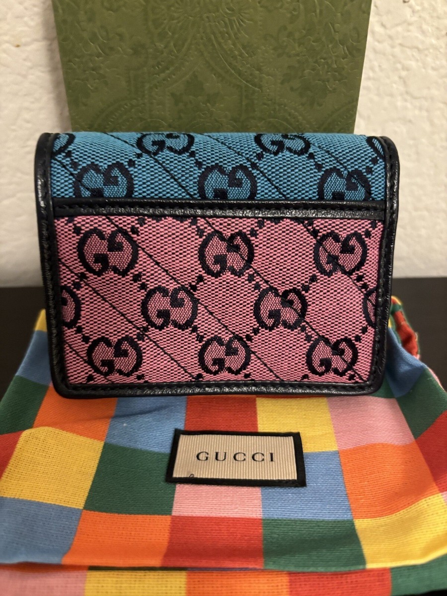 Gucci Multicolor Wallet Card Case Blue Pink Red | eBay Gucci Multicolor Wallet Card Case Blue Pink Red | eBay