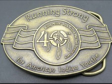 VTG BELT BUCKLE Running Strong for American Indian Youth Billy Mills 1964