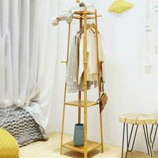Garderobenständer Holz Kleiderständer Standgarderobe mit 3 Ablage 169cm DE