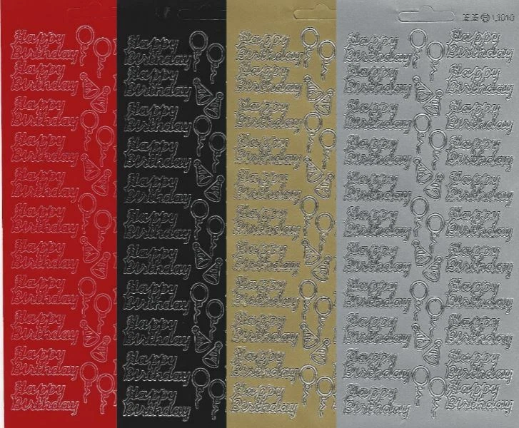 Happy Birthday Silver Gold Peel Off Sticker Sheet Card Making Scrapbooking Craft