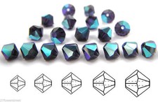 Czech Bicone Crystal Beads Tanzanite AB dark purple Rondelle Diamond