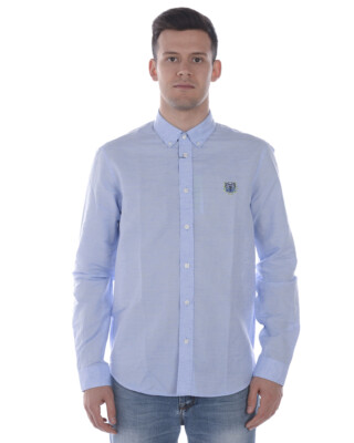 Tシャツ・カットソー KENZO Pastel light blue cotton shirt (FB65CH4001LD 63) KENZO men cotton long sleeve shirt, men shirt, button-down
