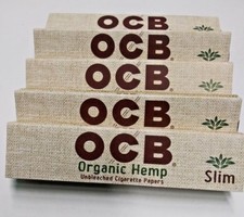 5 Packs Authentic OCB Organic Hemp King Size Slim Rolling Papers  Tips