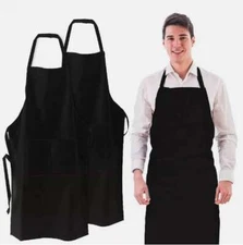 Men Women Cooking Kitchen Restaurant Chef Adjustable Bib Apron Dress with Pocket
