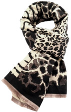 Black Leopard Print Scarf Blanket Wrap Brown Beige Animal Print Cosy Warm Winter