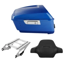 King Trunk Pad Rack Fit For Harley Touring Street Glide 2014-2025 Electric Blue
