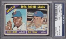 1966 TOPPS #67 SIGNED CARD CLEON JONES DICK SELMA METS ROOKIES DEC PSA DNA