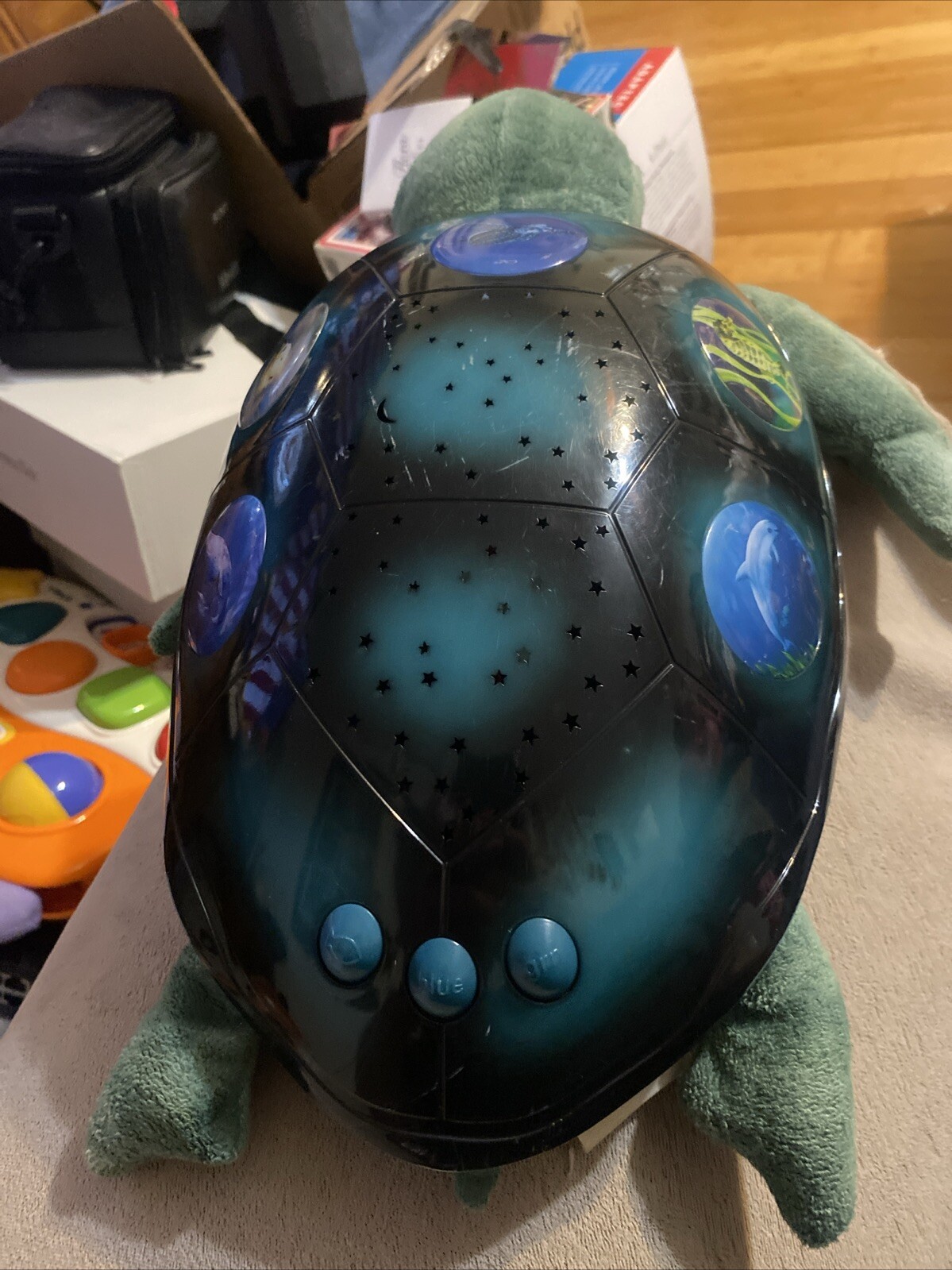 Cloud B Tranquil Aqua Turtle Plush Night Light Sound Machine Lights Tested Works-image