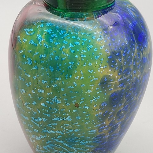 Botella y tapón de perfume de cristal de Murano Franco Moretti arte italiano escamas metálicas - Imagen 6 de 12