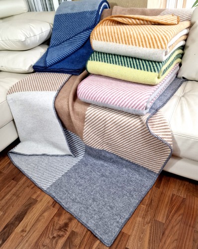 Wohndecke 100% Schurwolle Plaid Decke 150 x 200 cm Selva Grün-Gelb (BQ) - Bild 5 von 5