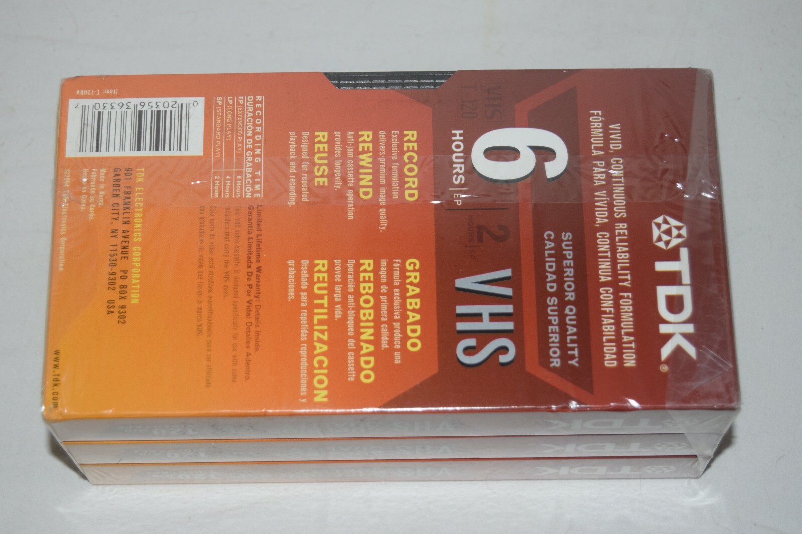 TDK T120 VHS Superior Grade 6hr (EP) New Sealed Blank VHS Tapes Lot of