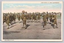 Soldiers Playing Ball - Life in U.S. Army Cantonment c1917 Postcard
