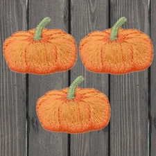 Pumpkin Embroidered Patch — 3-Pack — Iron On