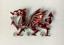 Welsh Dragon Red Metal Brooch