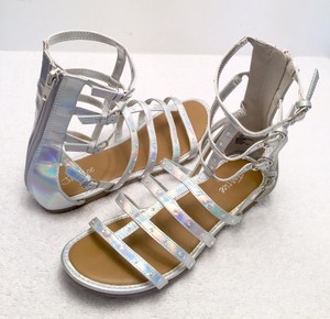 iridescent gladiator sandals
