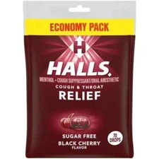 Halls Relief Sugar Free Black Cherry Flavor Drops Economy Pack, 70 count