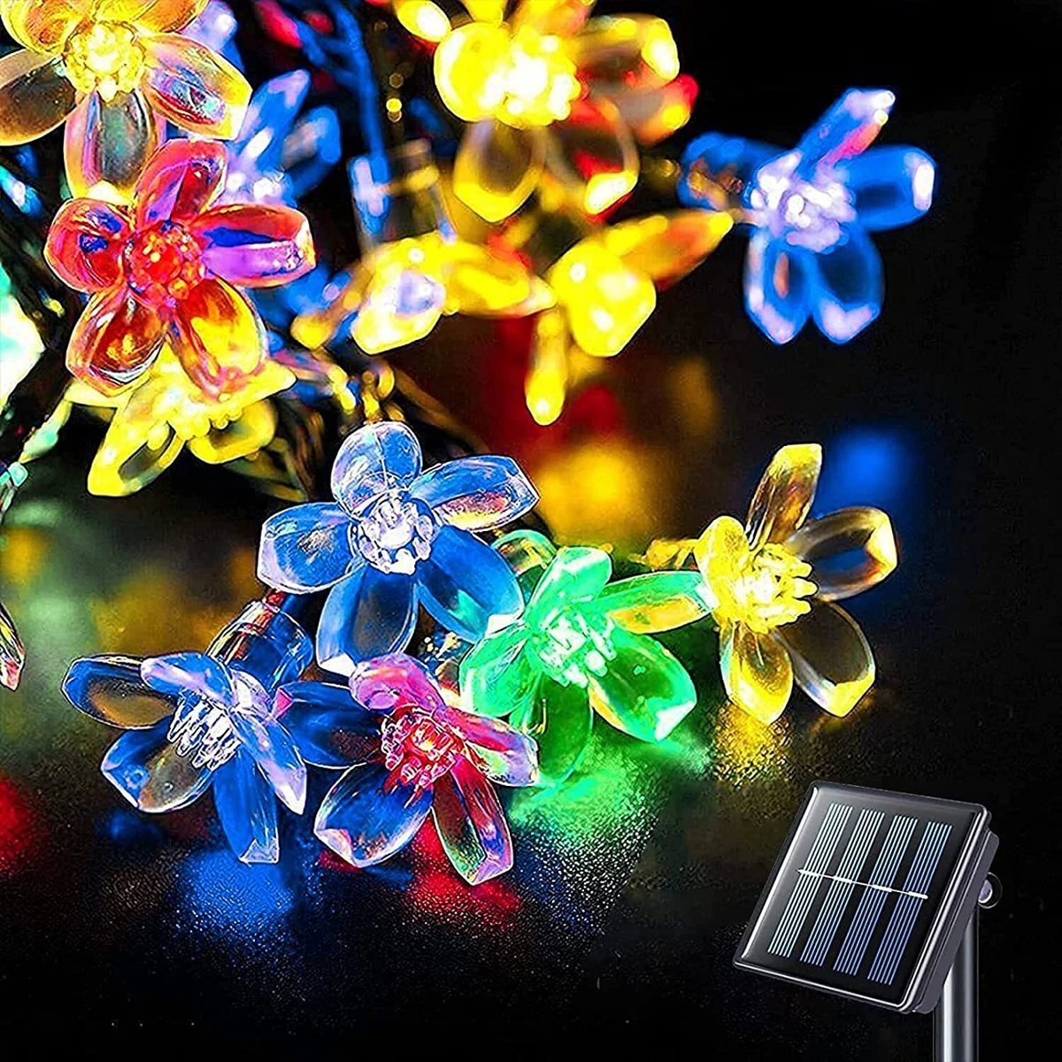 Outdoor solar flower string lights deals