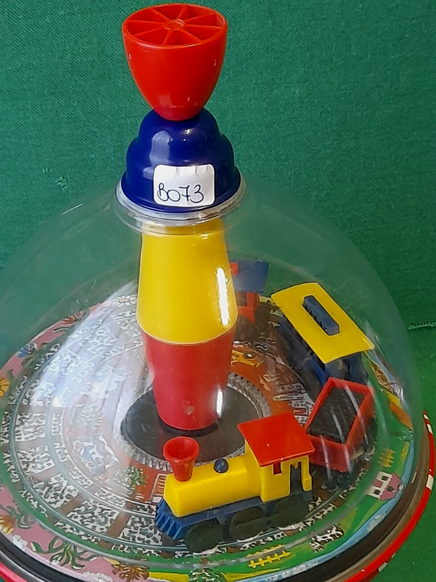 VECCHIA TROTTOLA LATTA PLASTICA NEW ELLEGI VINTAGE FERROVIA TRENO