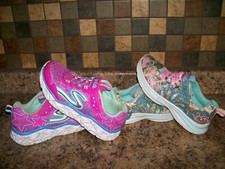 2 Pair Skechers Galaxy Lights Double Dreams Mermaid Music Girls Sneakers Sz 2