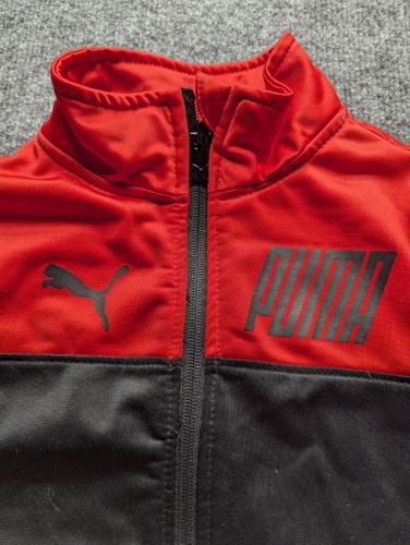 PUMA Full Zip TRACK JACKET Activewear Red Black Youth Boys Size 5 - Picture 5 of 6