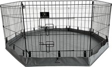 Puppy Playpen with Bottom Pad and Door, 8 Panels 24" H, Gray 24"W