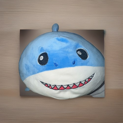 #ad Linzy Shark Plush LARGE Blue 15” Stuffed Animal Swimming Fins Smiley Kids Toy $39.00