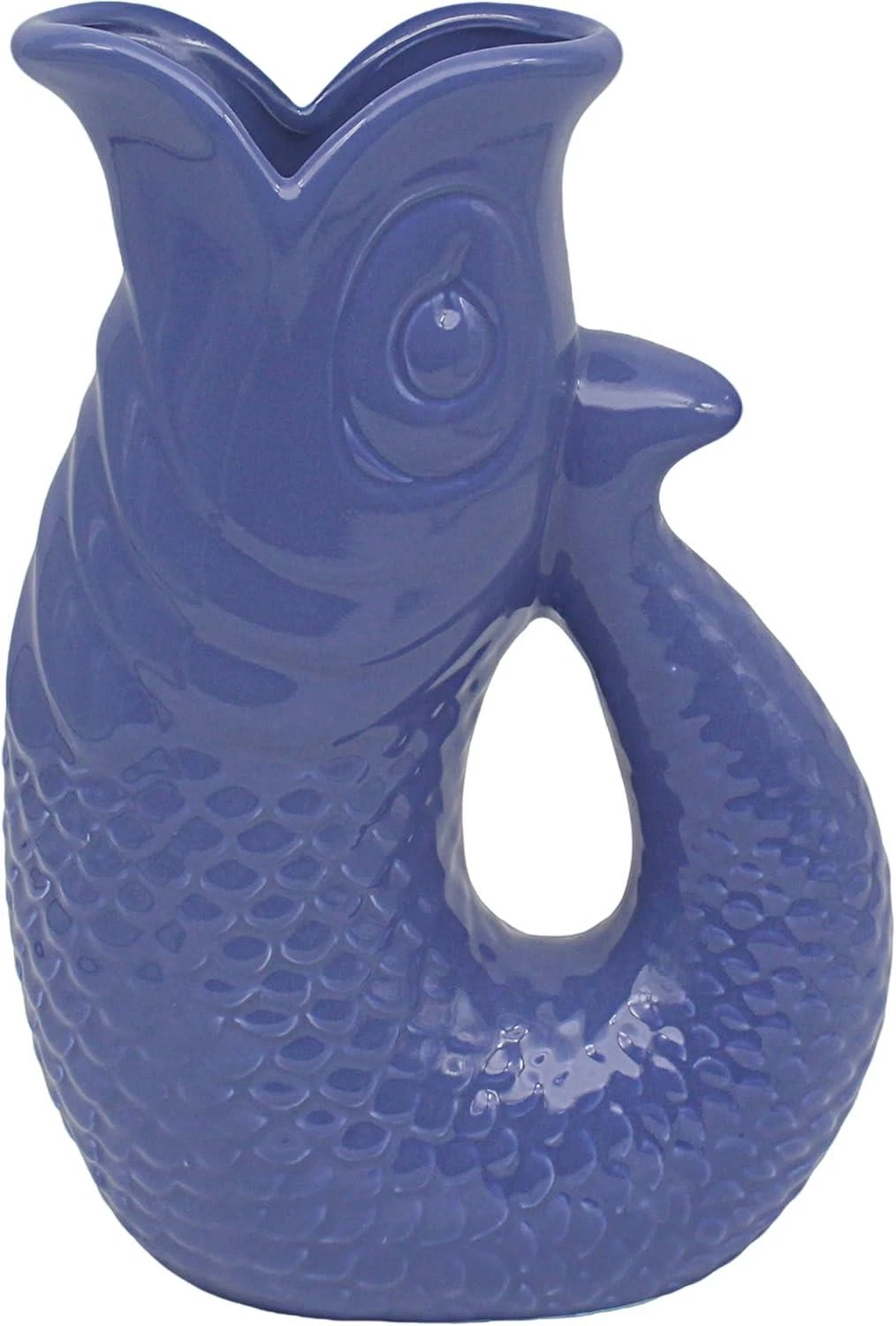 Leonardo Collection Ceramic Glug Fish Vase Blue Large 26cm