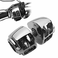 Chrome Hand Control Switch Housing Covers For Harley Softail Sportster Touring