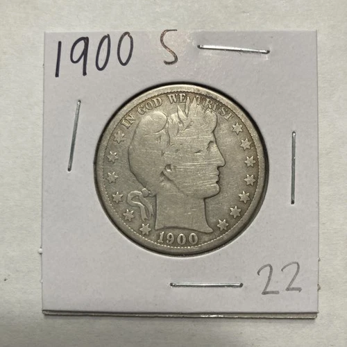 1900 S Barber 90% Silver Half Dollar 50c US Coin