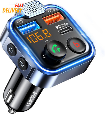 LENCENT 38W FM Transmitter Auto Bluetooth V5.3, Radio Deep Bass Musik   