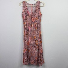 Madewell Dress Womens 2 Floral Pink Orange Sleeveless Boho Romantic Cottagecore