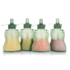 Reusable Baby Squeeze Pouches, Soft Silicone, 4-Pack