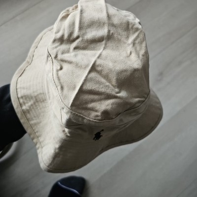 Polo Ralph Lauren Bucket Hat Tan Khaki Navy Logo Sz Small 100