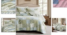 100 Cotton Reversible Patchwork Quilt California Cal King Size, Oversized Farmh