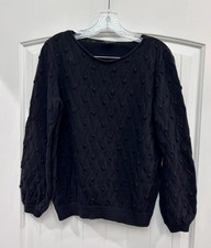 Ann Taylor Black Puff Dot Sweater M GUC